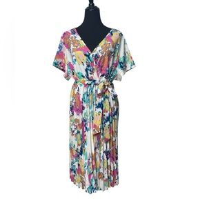 SHEIN Colorful Abstract Pleated Midi Dress